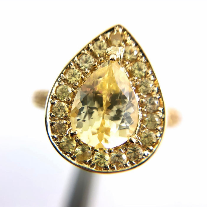 Custom order for Liese - Yellow sapphire 14k yellow gold pear ring