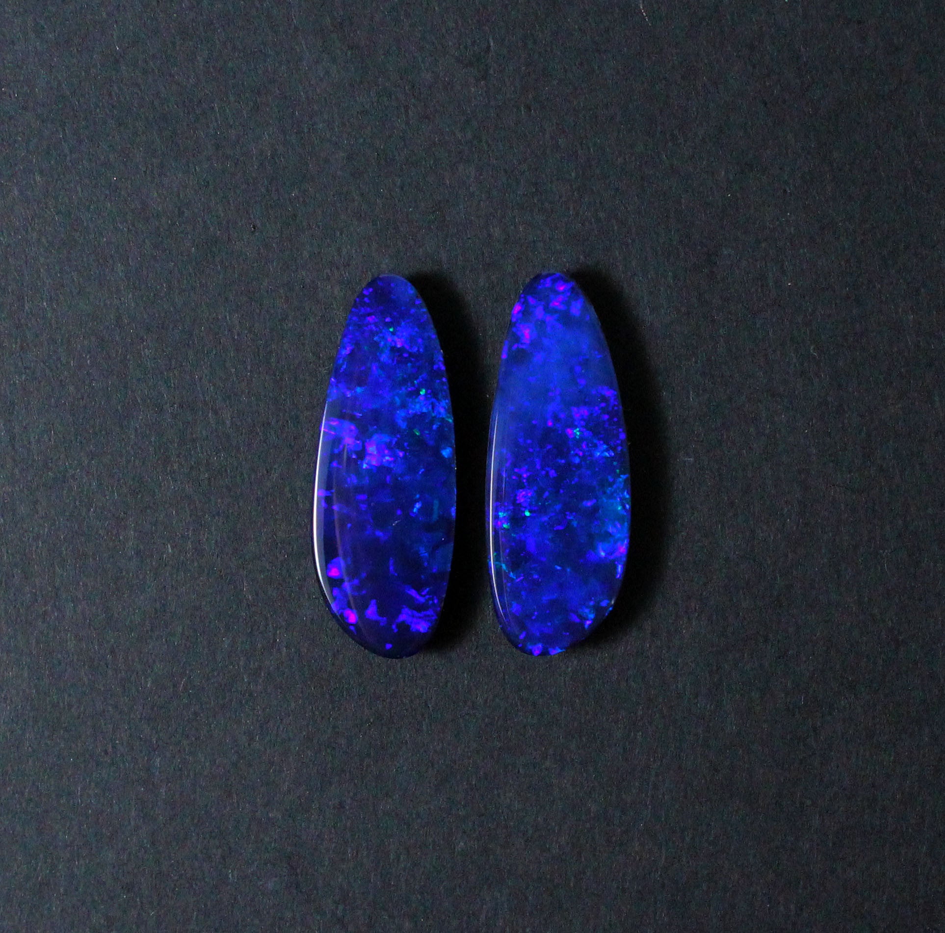Electric blue Australian opal diamond solid silver dangle earrings - Ready to ship - Sarah Hughes - 8