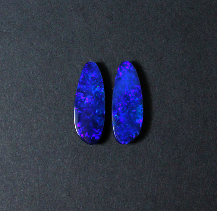 Electric blue Australian opal diamond solid silver dangle earrings - Ready to ship - Sarah Hughes - 9