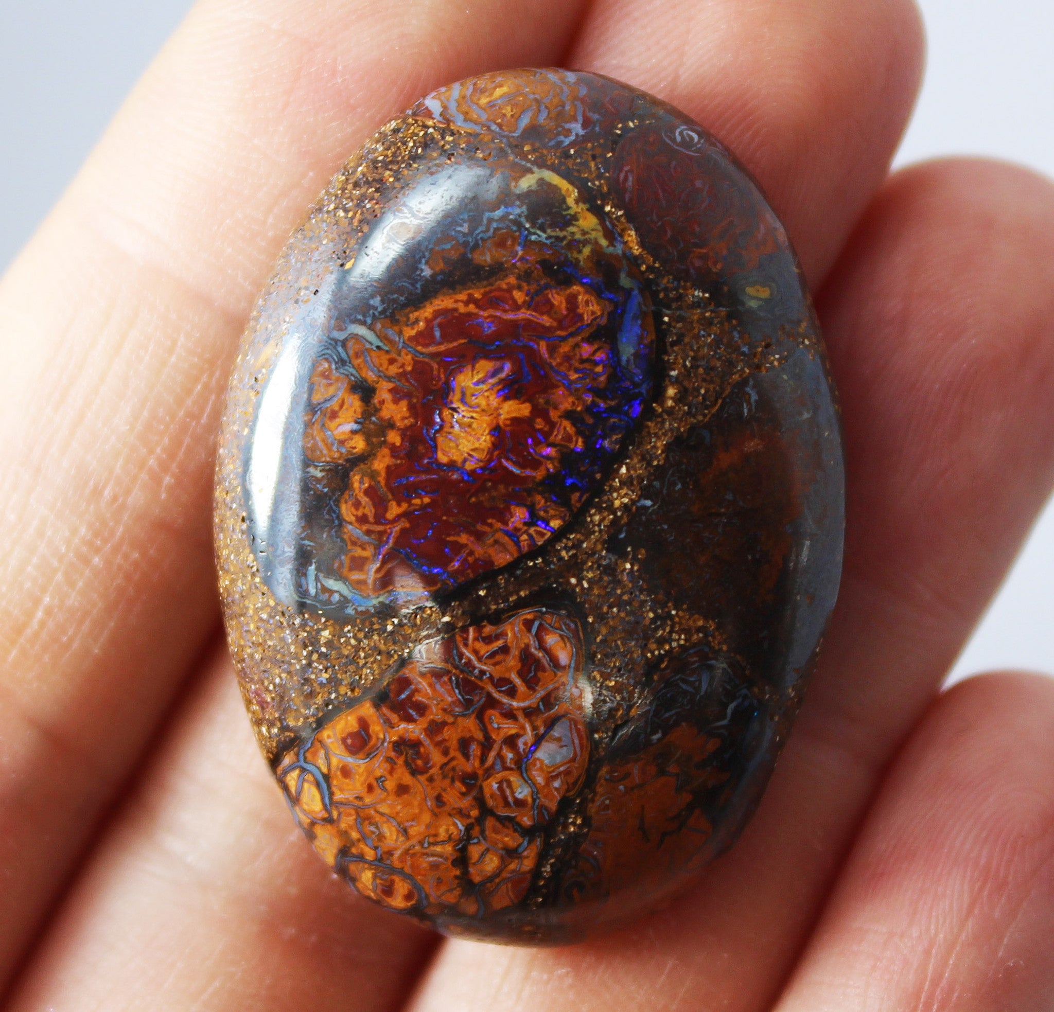 Australian boulder opal from Lightning Ridge polished cabochon CLICK HERE - Sarah Hughes - 2