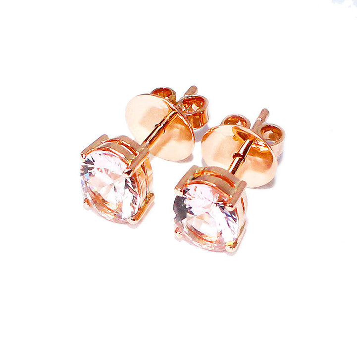 Morganite oval brilliant cut 2.73 carats pair rose gold post earrings - CLICK HERE - Sarah Hughes - 4