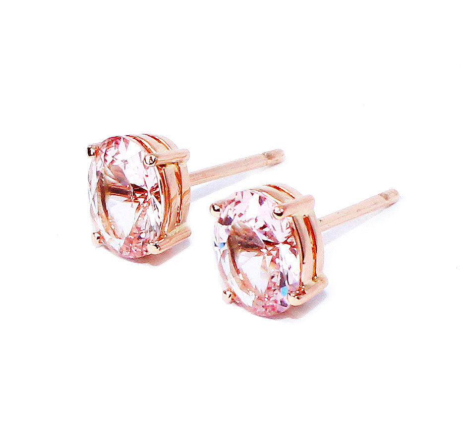 Morganite oval brilliant cut 2.73 carats pair rose gold post earrings - CLICK HERE - Sarah Hughes - 5