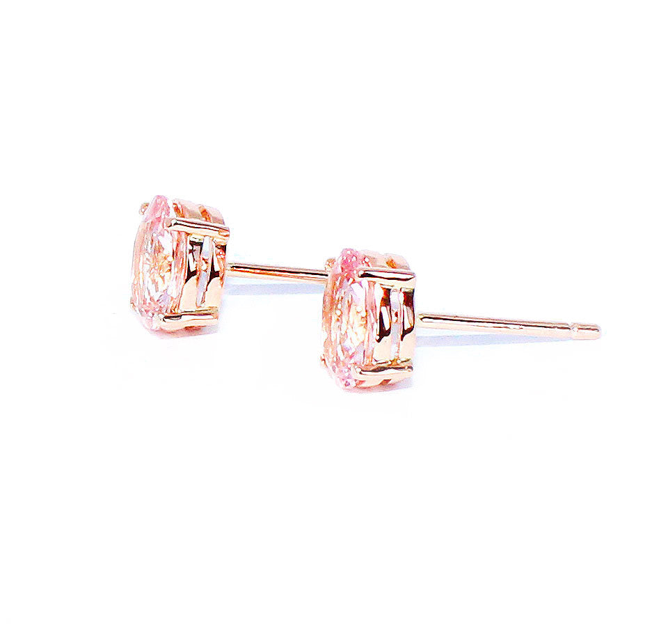 Morganite oval brilliant cut 2.73 carats pair rose gold post earrings - CLICK HERE - Sarah Hughes - 6