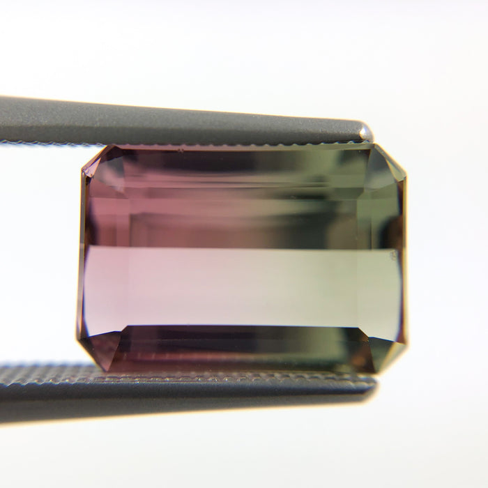 Bi color pink and green tourmaline rectangle emerald cut 3.85 carat loose gemstone