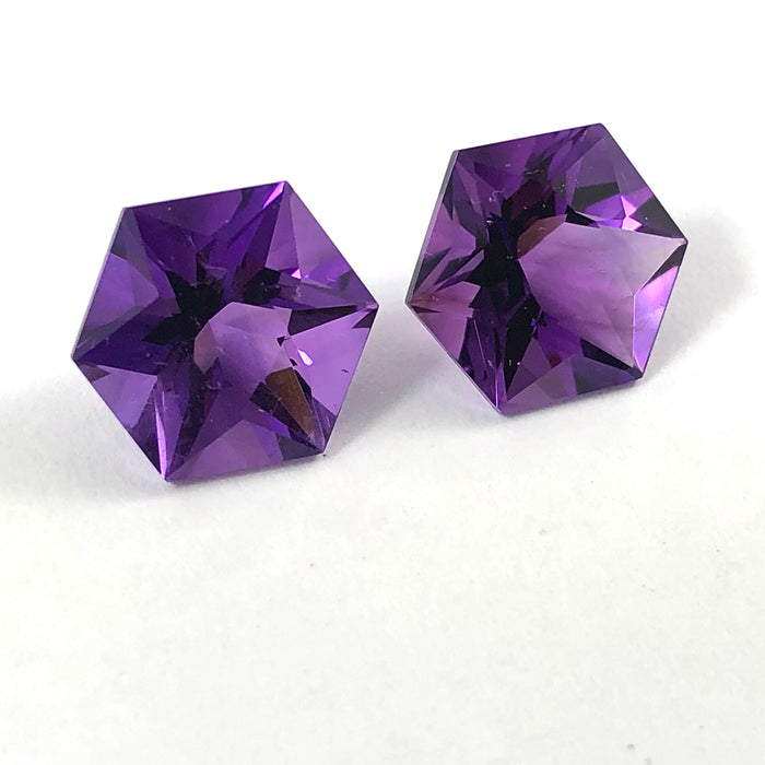 Amethyst pair hexagon cut 7.13 carat loose gemstone - Buy loose or make custom jewelry