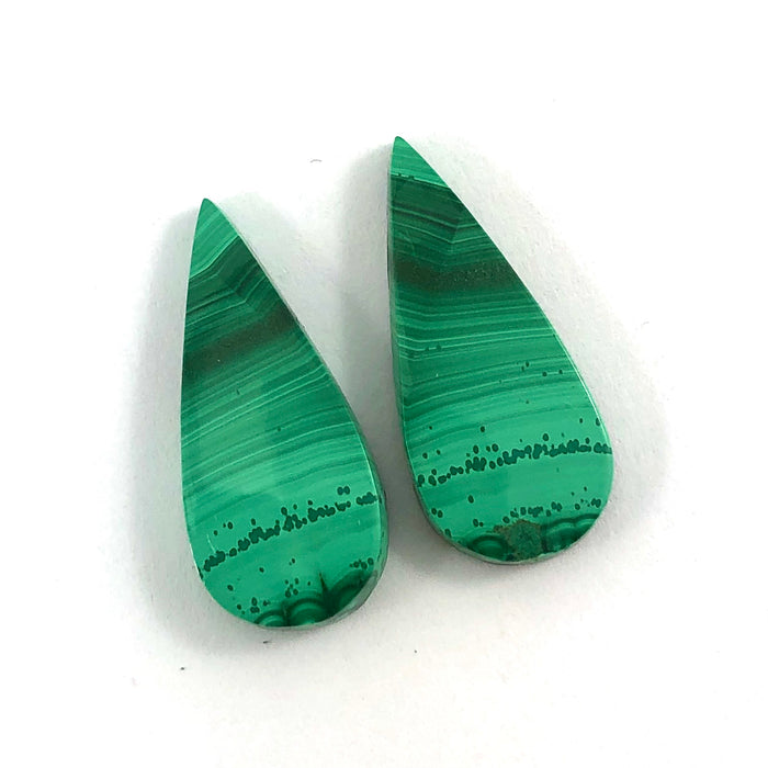 Malachite matched pair oval cut 20.12 carat cabochons - Buy loose or make your custom order