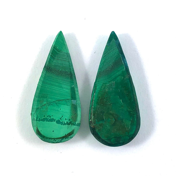 Malachite matched pair oval cut 20.12 carat cabochons - Buy loose or make your custom order