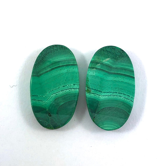 Malachite matched pair oval cut 18.32 carat cabochons - Buy loose or make your custom order
